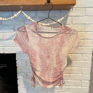 Cloud Dancer Tie Dye Sheer Side Cinch Shirt | Size S